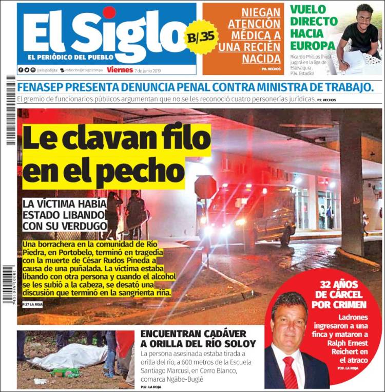 Portada de El Siglo (Panam&aacute;)