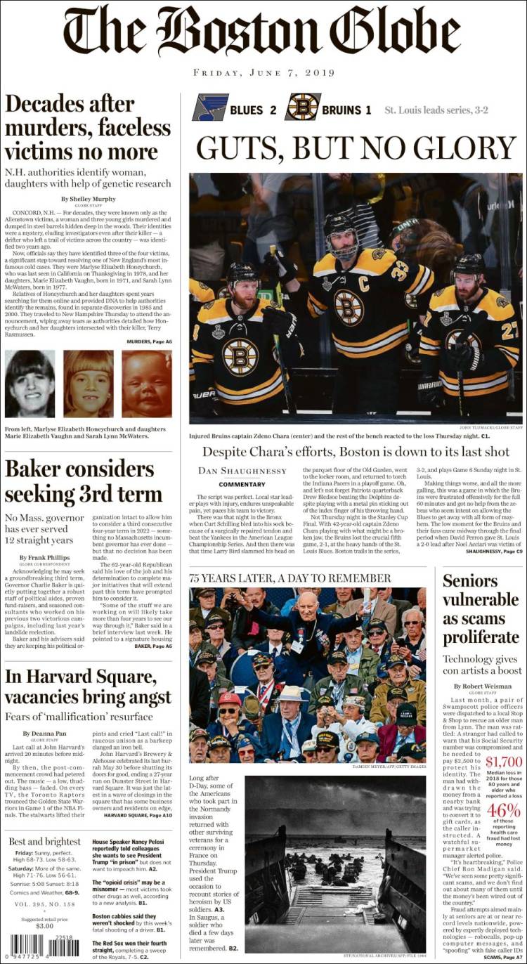 Portada de Boston Globe (USA)