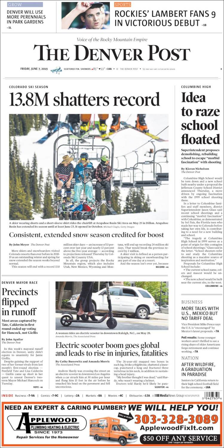 Portada de The Denver Post (USA)