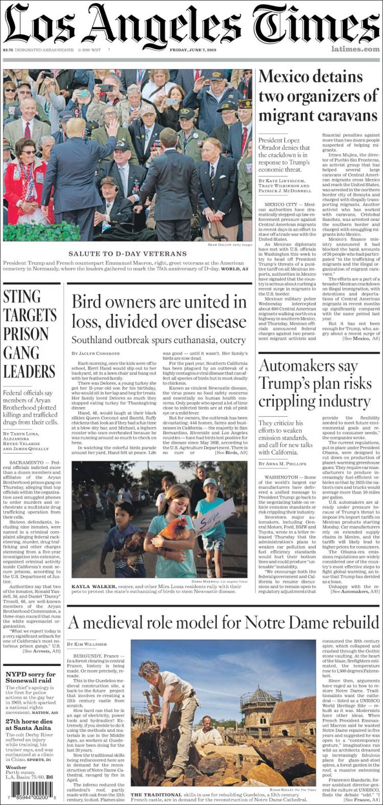 Portada de Los Angeles Times (États-Unis)