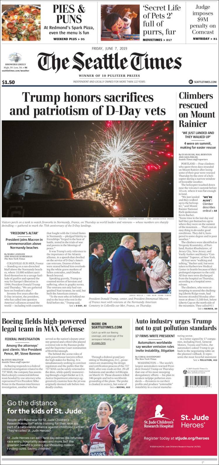 Portada de Seattle Times (USA)