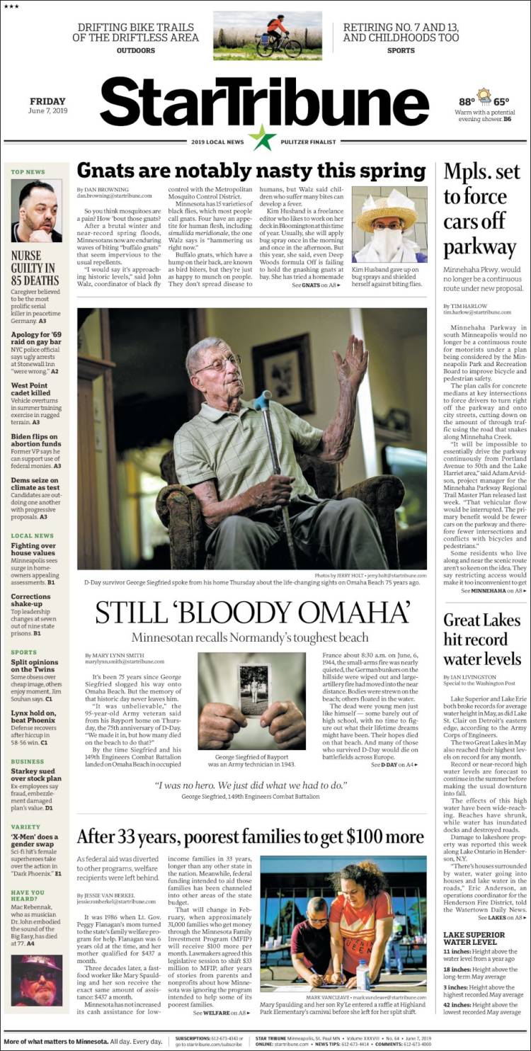 Portada de Star Tribune (USA)