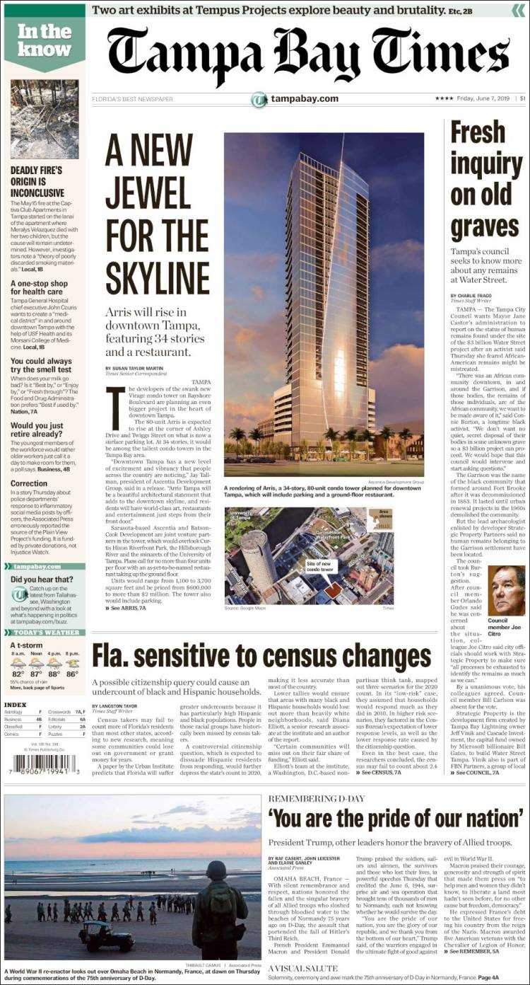 Portada de Tampa Bay Times (États-Unis)