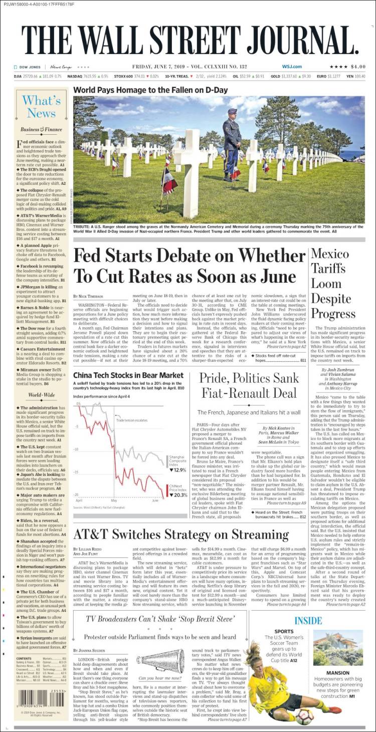 Portada de Wall Street Journal (USA)