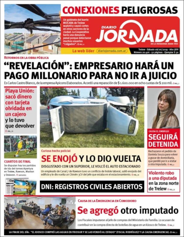 Portada de Diario Jornada en la Patagonia (Argentina)