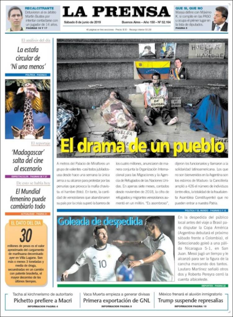 Portada de La Prensa (Argentina)