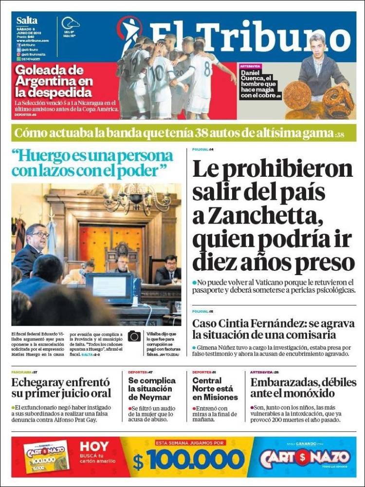 Portada de El Tribuno - Salta (Argentina)