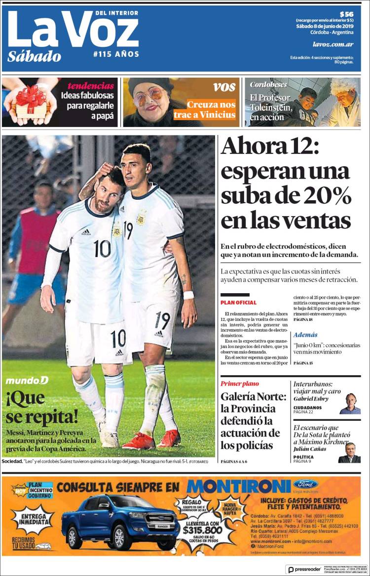 Portada de La Voz del Interior (Argentina)