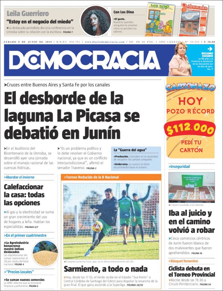 Portada de Diario Democracia (Argentina)