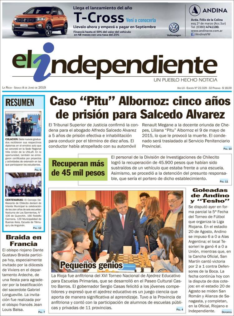 Portada de El Independiente (Argentina)