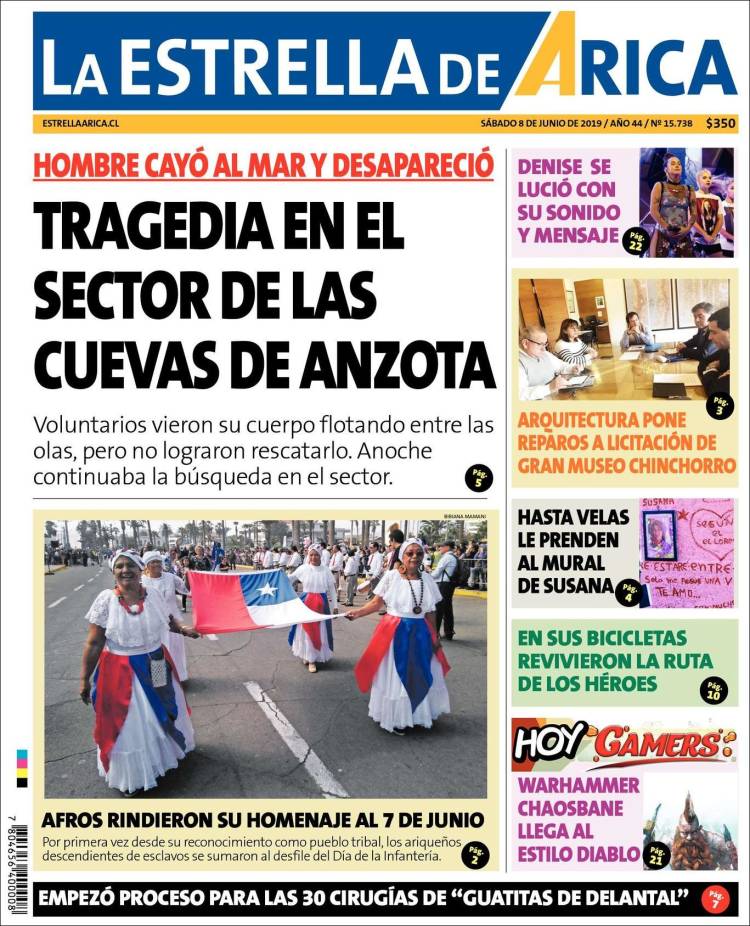 Portada de La Estrella de Arica (Chile)
