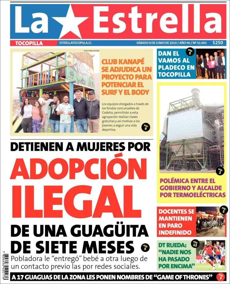 Portada de La Estrella de Tocopilla (Chile)