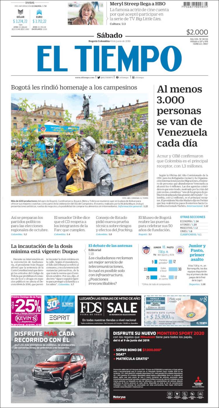 Portada de El Tiempo (Colombia)