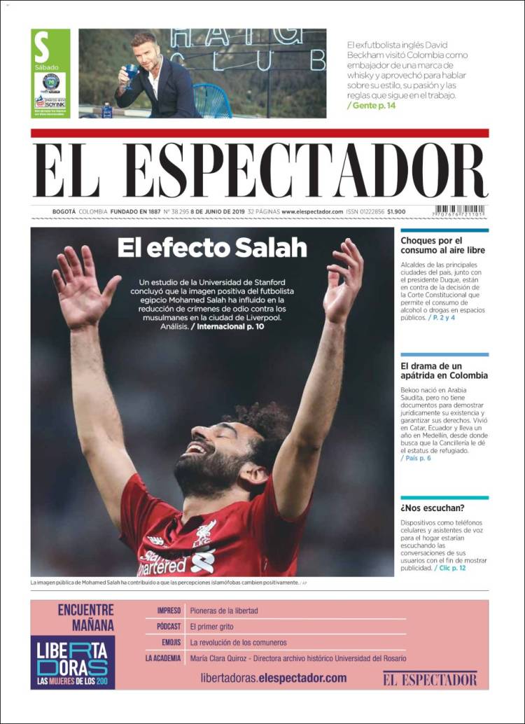Portada de El Espectador (Colombia)
