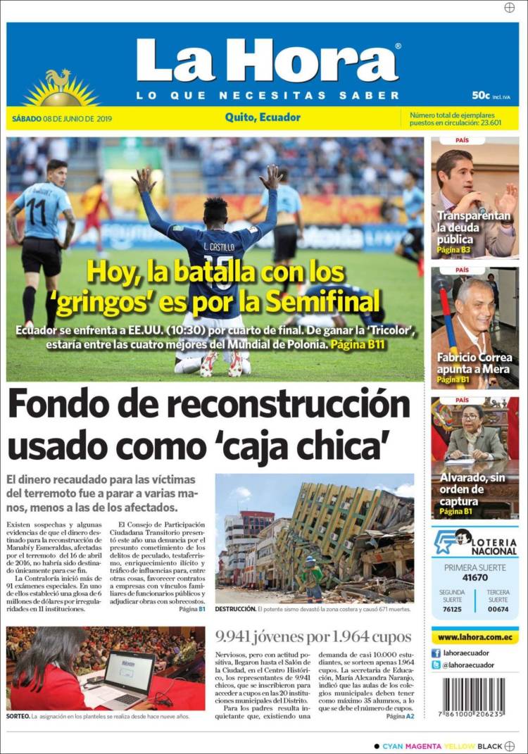 Portada de La Hora - Ecuador (Ecuador)