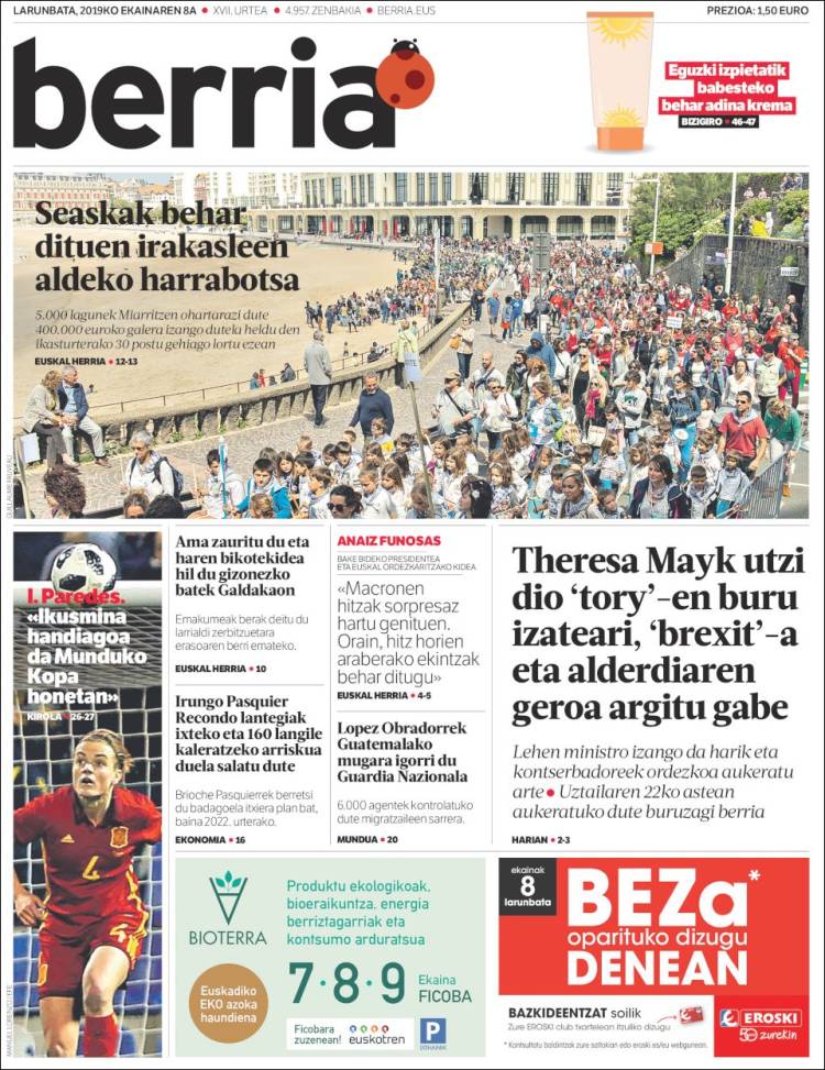 Portada de Berria (Espa&ntilde;a)