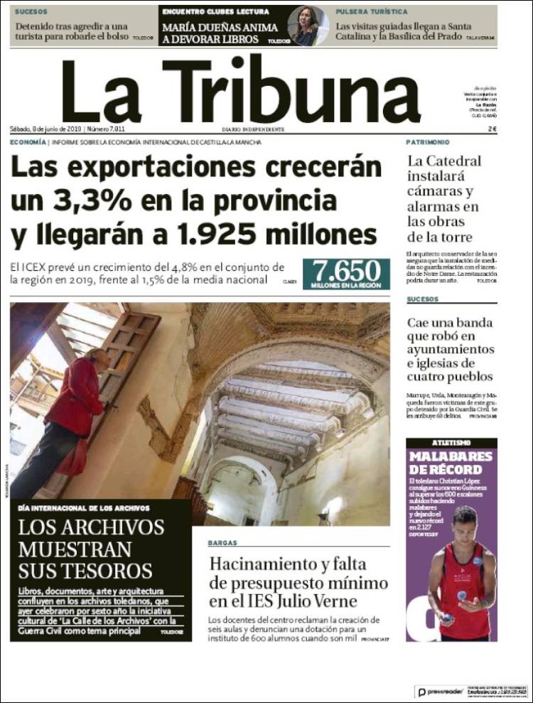 Portada de La Tribuna de Toledo (Espa&ntilde;a)
