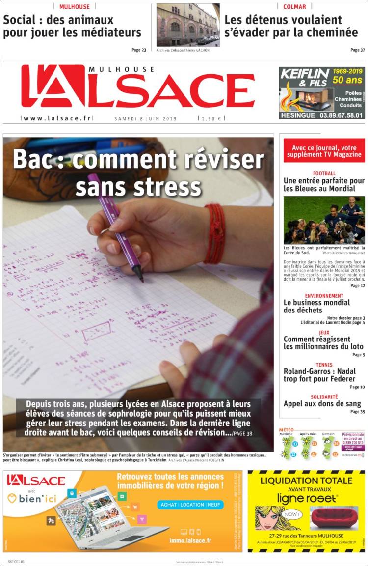 Portada de Journal L'Alsace (Francia)