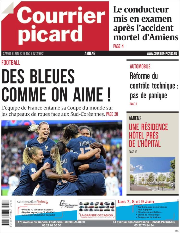 Portada de Courrier Picard (Francia)