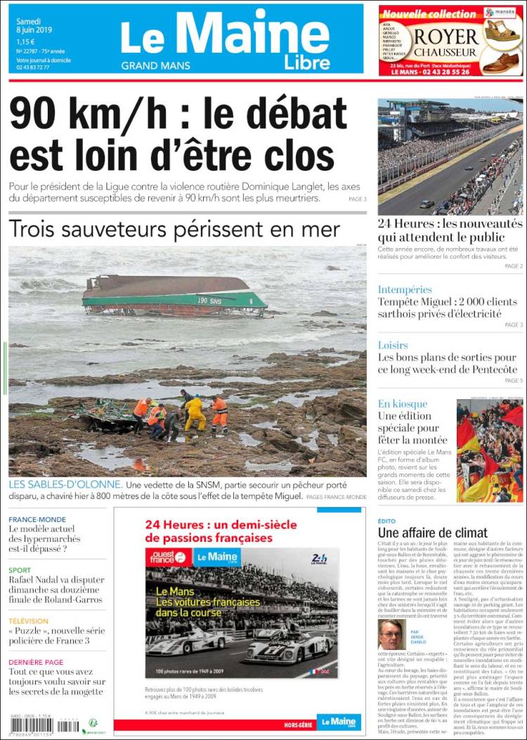 Portada de Le Maine Libre (Francia)