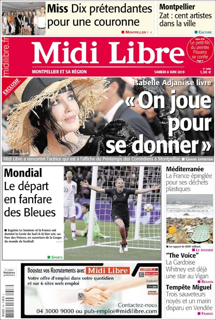Portada de Midi Libre (Francia)