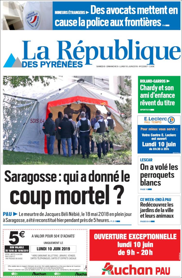 Portada de La République des Pyrénées (Francia)