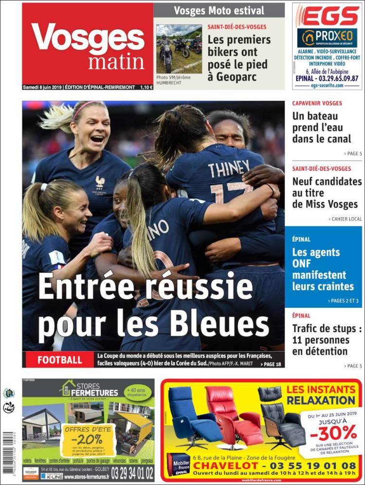 Portada de Vosges Matin (Francia)