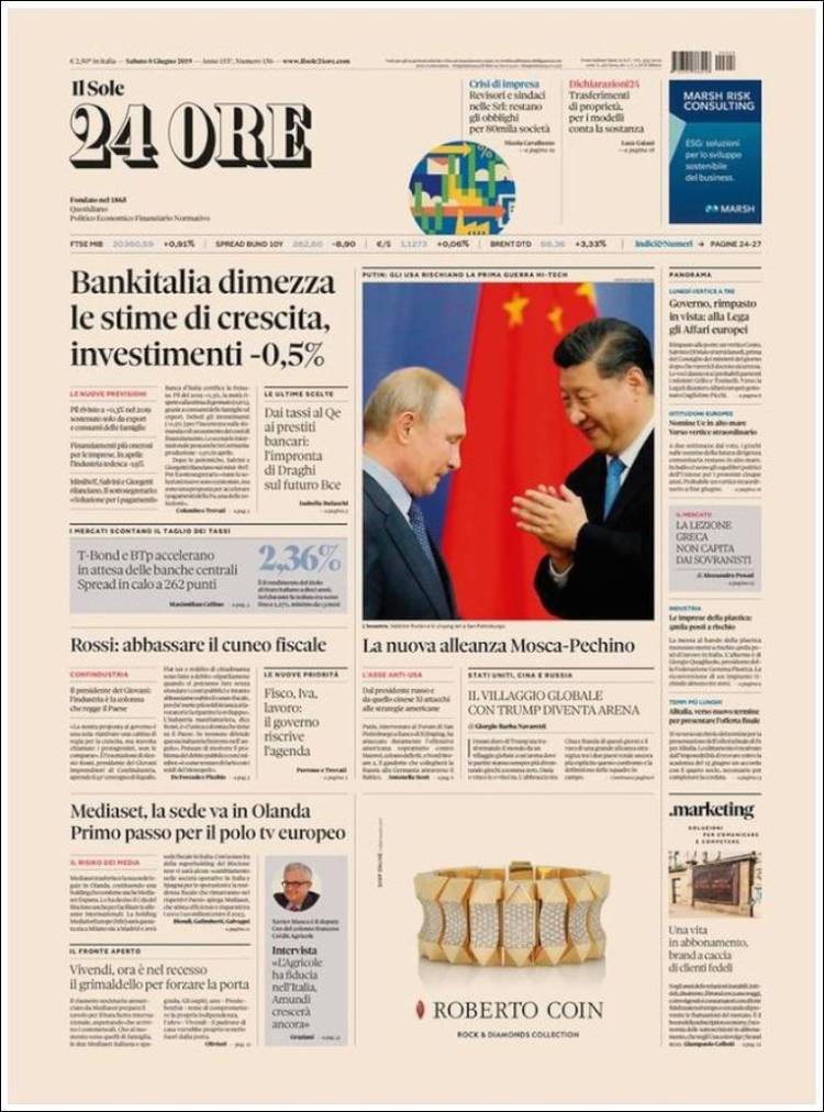 Portada de Il Sole 24 ORE (Italia)