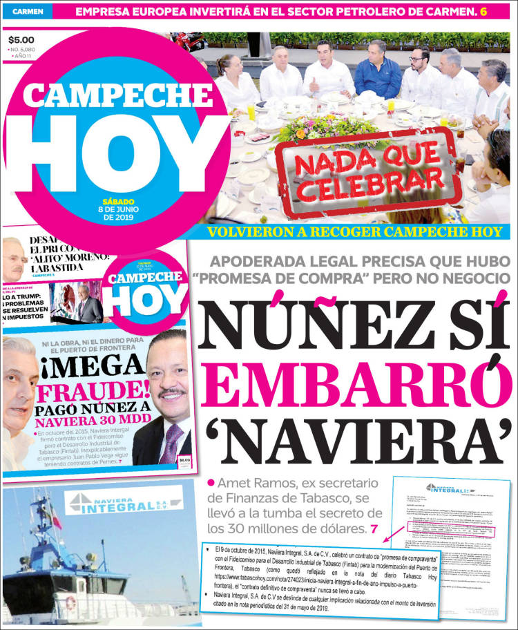 Portada de Campeche Hoy (México)