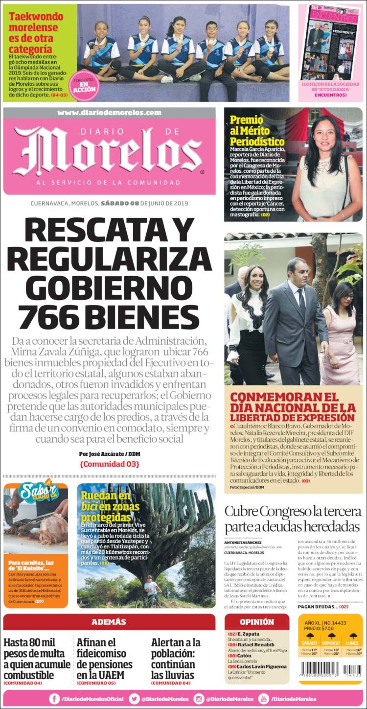 Portada de Diario de Morelos (México)