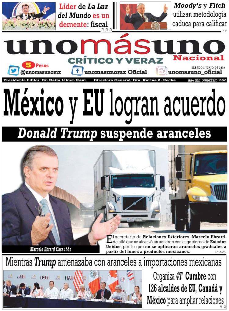 Portada de unomásuno (México)