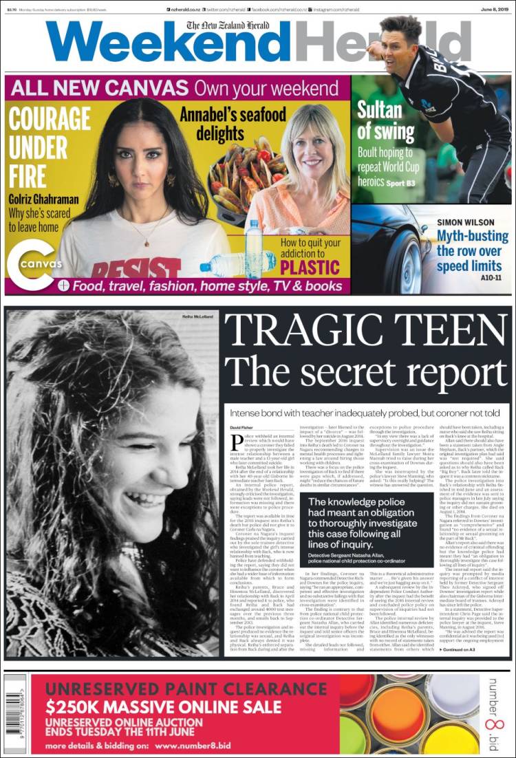 Portada de The New Zealand Herald (Nueva Zelanda)