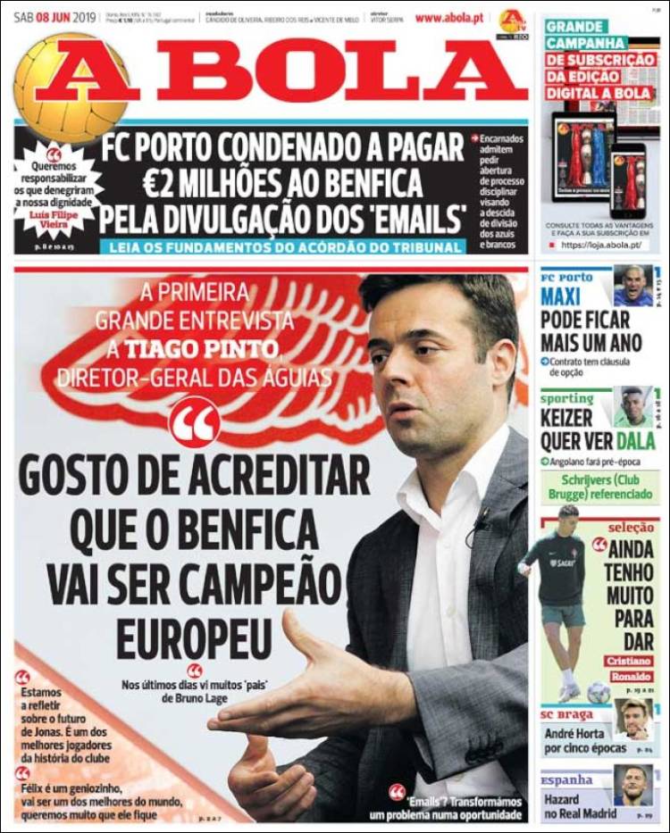Portada de A Bola (Portugal)