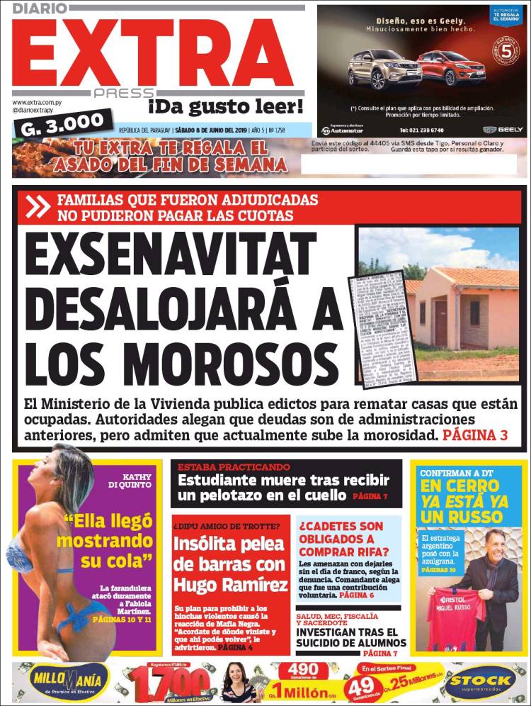 Portada de Diario Extra (Paraguay)