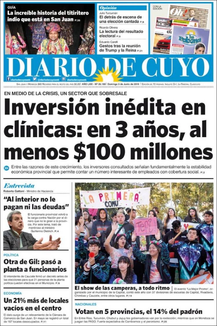Portada de Diario de Cuyo (Argentina)