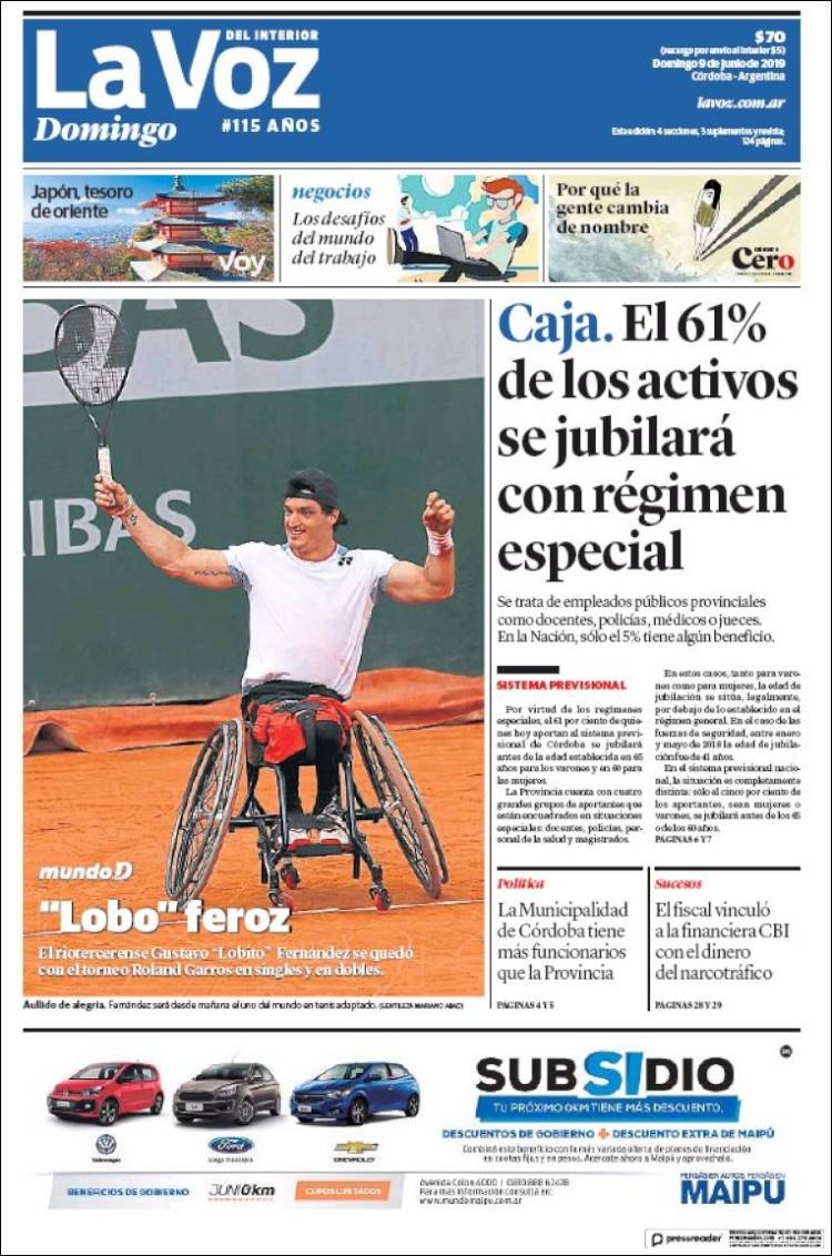 Portada de La Voz del Interior (Argentina)