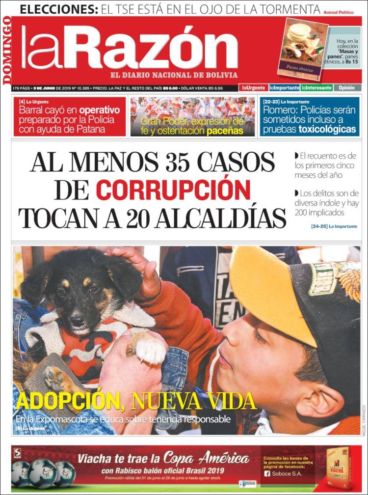 Portada de La Razón (Bolivia)
