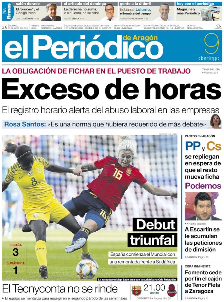 Portada de El Periódico de Aragón (Espa&ntilde;a)