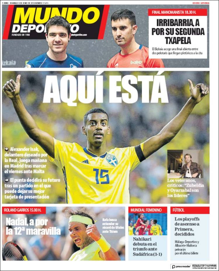 Portada de Mundo Deportivo Gipuzkoa (Espa&ntilde;a)