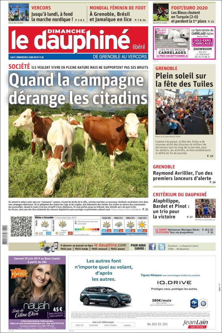 Portada de Le Dauphiné Libéré (Francia)