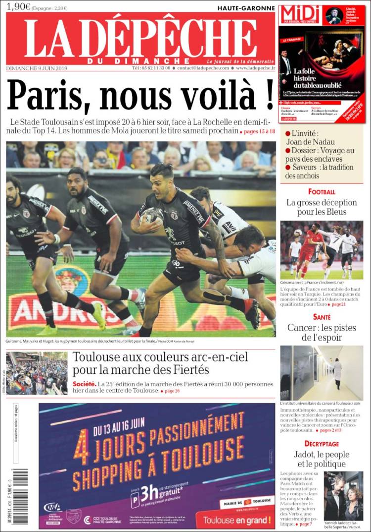 Portada de La Dépêche du Midi (Francia)