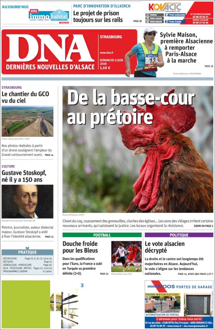 Portada de Les Dernières Nouvelles d'Alsace (Francia)