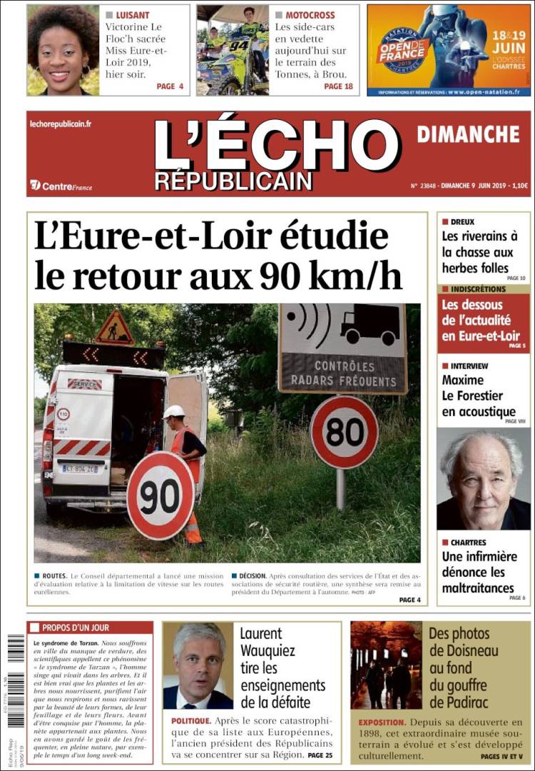 Portada de L'Echo Républicain (Francia)