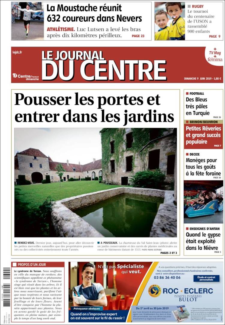 Portada de Le Journal du Centre (Francia)