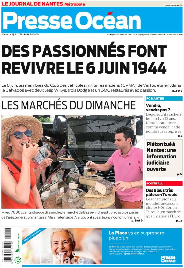 Portada de Presse Ocean (Francia)