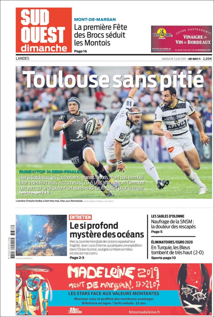 Portada de Sud Ouest (Francia)