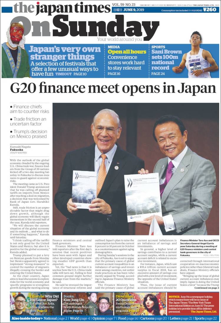 Portada de The Japan Times (Jap&oacute;n)