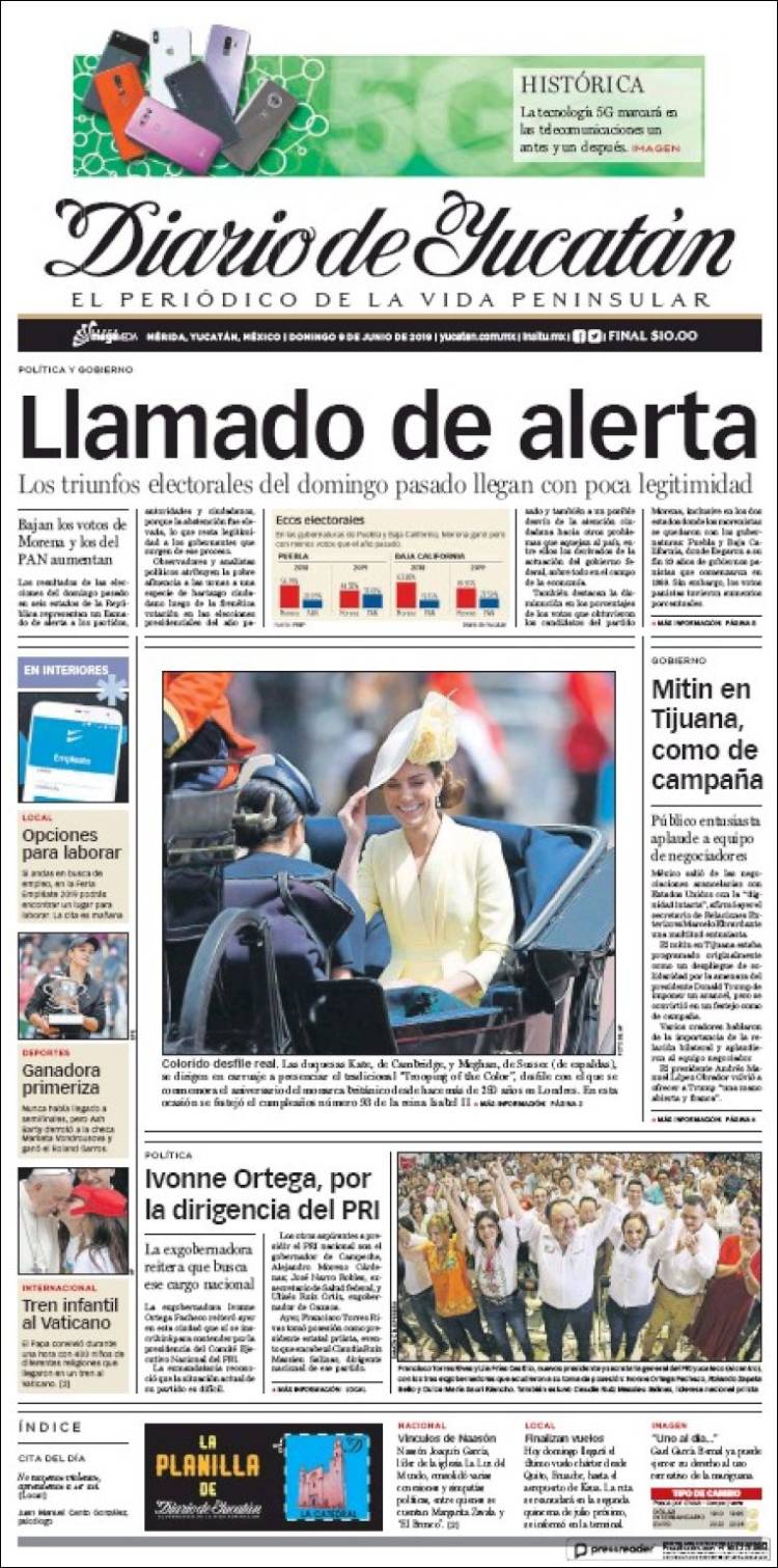 Portada de Diario de Yucatán (M&eacute;xico)