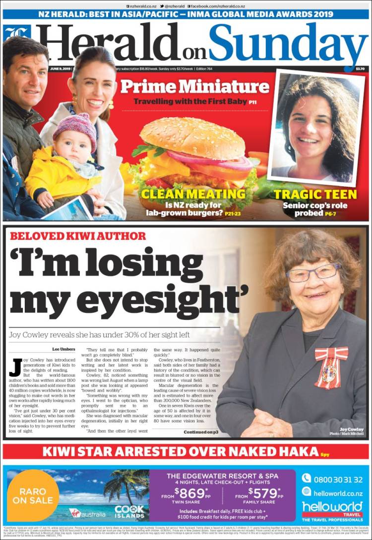 Portada de The New Zealand Herald (Nueva Zelanda)