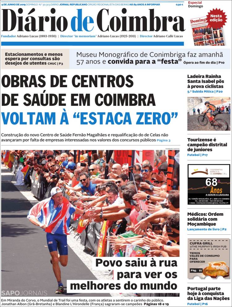 Portada de Diário de Coimbra (Portugal)